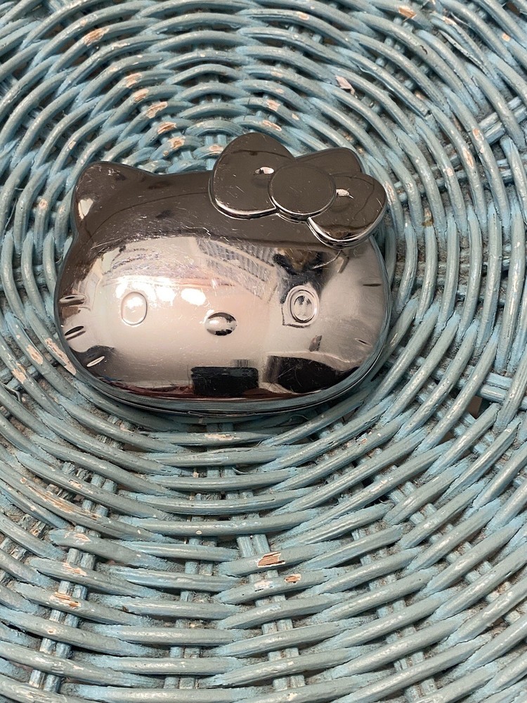 RARE Hello Kitty Silver tone reflective compact Mirror 2008?sanrio sephora USED