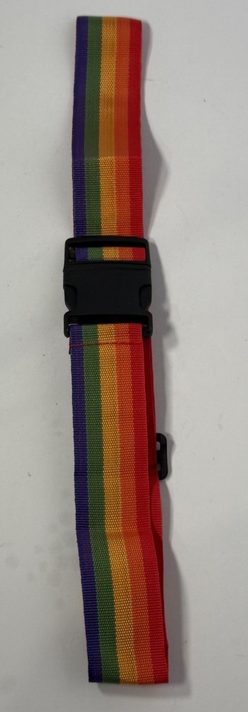 Rainbow Strap 18" Multicolor Nylon Webbing Adjustable Belt Black Buckle