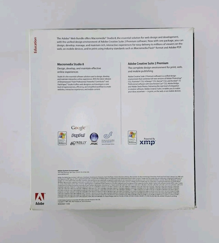 Adobe Creative Suite 2 Premium STUDIO 8 Web Bundle Windows Manuals Training Disc