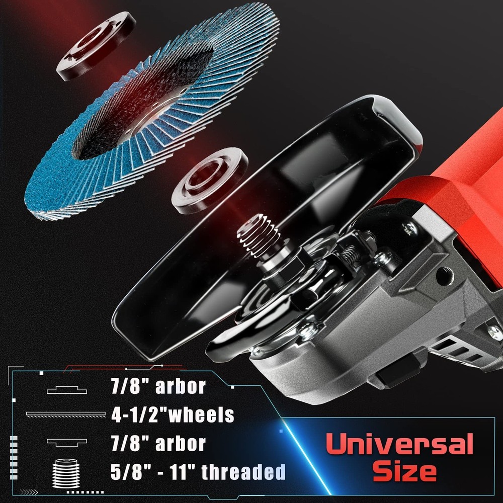 SHALL Angle Grinder Tool 7.5Amp 4-1/2 Inch, 6-Variable-Speed Grinders Power T...