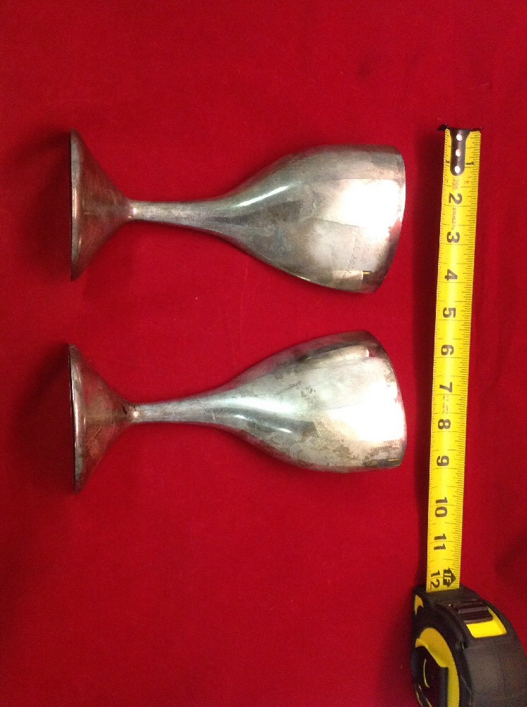 His & Her Silver Plated Inscribed Toasting Cups Z3 AM