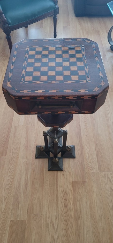 Game Table Antique with Hidden Draw Locks