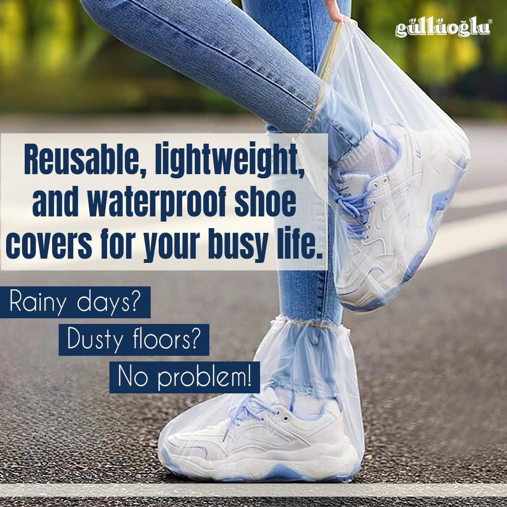 Waterproof Shoe Covers for Rain (20 Pcs) – Durable Ripstop – Disposable Plastic