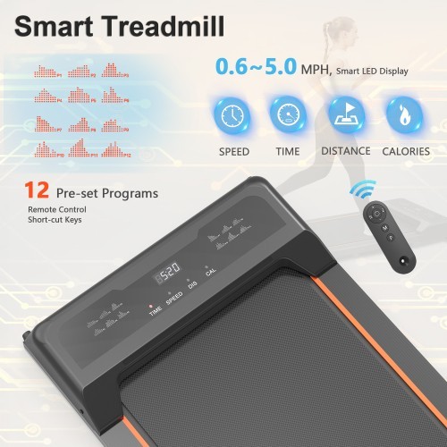 Treadmill LED display screen and remote-controlled portable treadmill