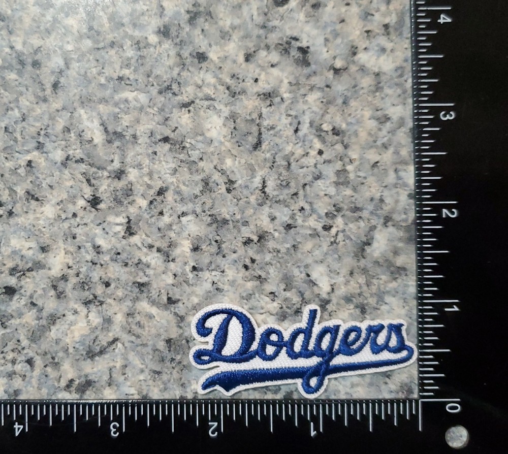 LA Dodgers Small Script MLB Patch. Embroidered. Iron On. 2.25"x 1"