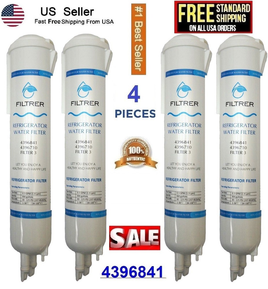 4 Pack Refrigerator Water Replacement Filter EDR3RXD1 9083 4396841 4396710