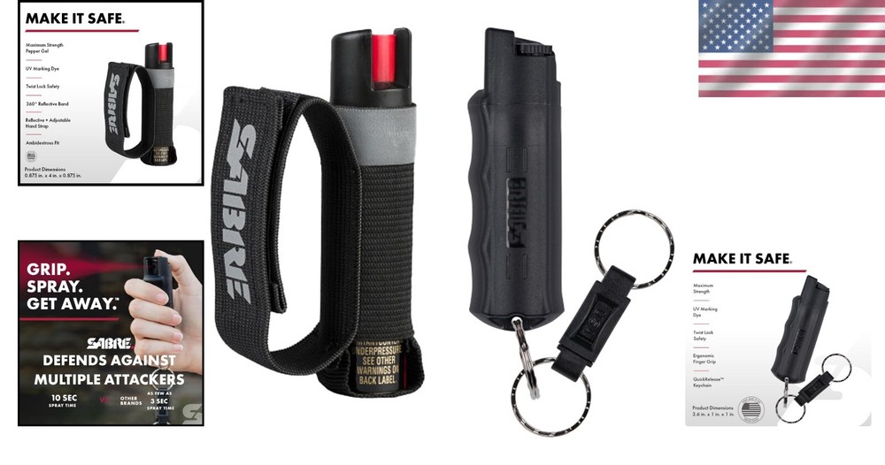 Portable Maximum Strength Pepper Spray with Adjustable Reflective Hand Strap