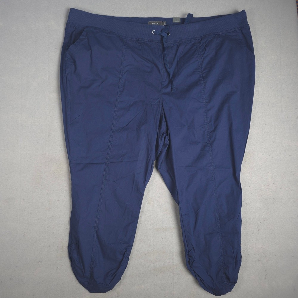 Torrid Plus Size 5X Blue Drawstring Pull On Stretch Crop Pants Mid Rise