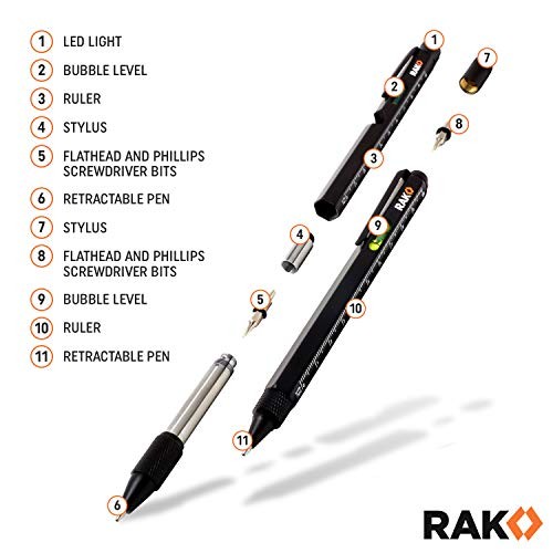Multitool Pen Gifts for Men, 2-Pack 11 in 1 Tech Cool Multitool Pen Set