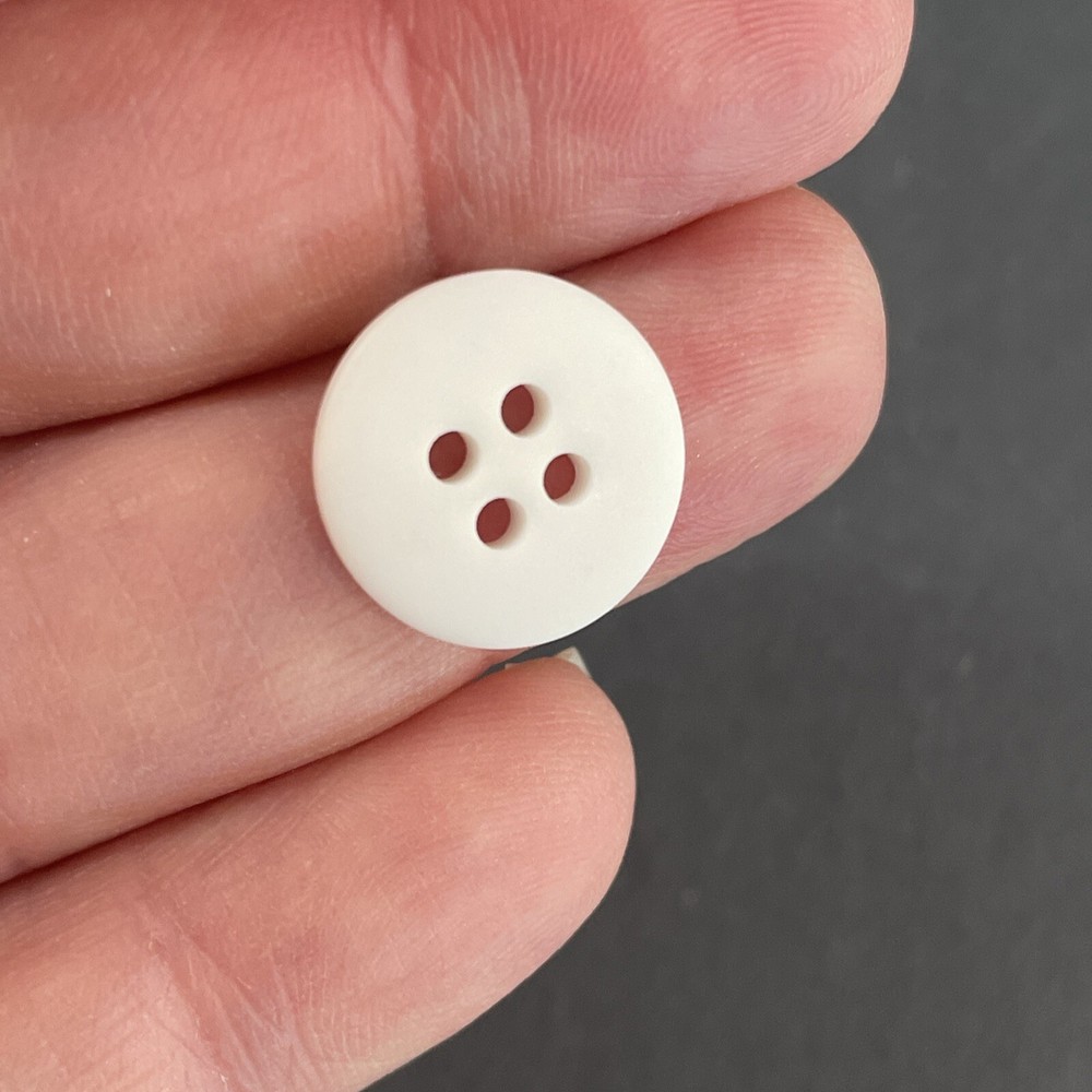 12 Buttons White Plastic 4-Hole Sew Through Sewing 9/16”