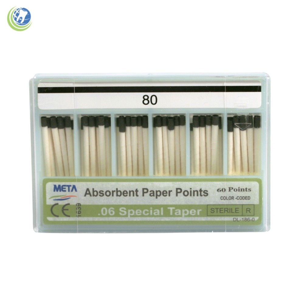 Paper Points .06 Taper #80 Sterilized Endodontic Root Canal Obturation 60/Box