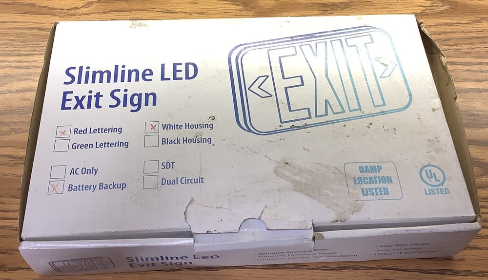 Slimline LED Thermoplastic Exit Sign Red