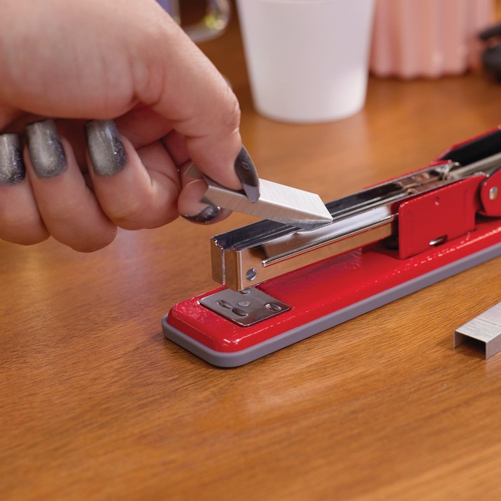 Compact Desktop Stapler 20 Sheet Capacity Metal Rio Red Jam Free Tacking compact