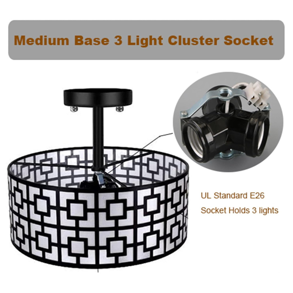 Medium Base 3 Light Cluster Socket, Phenolic Multi-Cluster Incandescent Lamph...