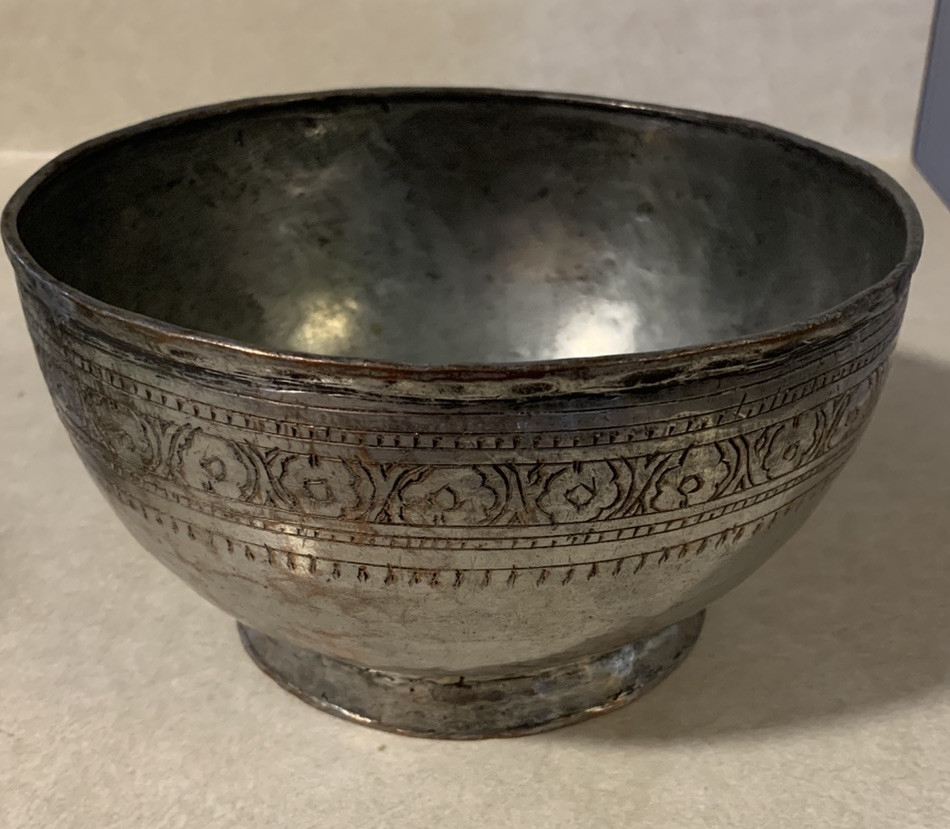 ISLAMIC Middle East silver  Copper Hand Etched BOWL NICE