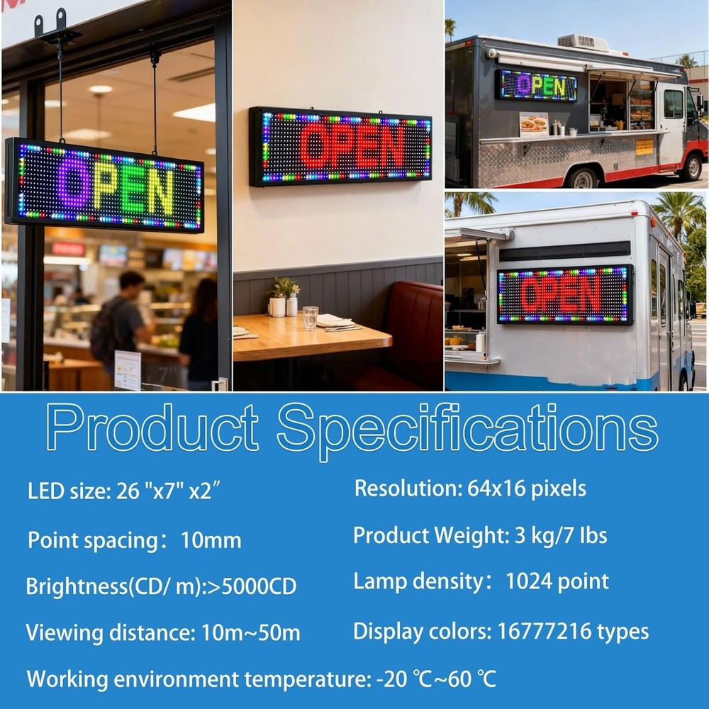 V-SEK Scrolling Led Sign Programmable Electronic Message Board Word Light