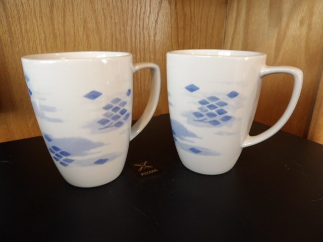 Corelle Square BLUE DIAMONDS Coffee, Tea, Mugs, Cups,