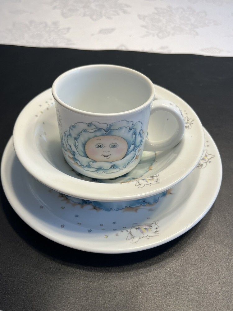 Royal Worcester Cabbage Patch 3 Piece Set Plate Bowl Cup England