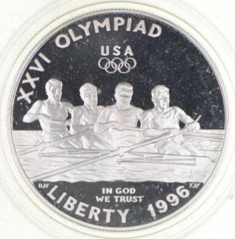 Proof 1996 Olympics Rowing - US Commemorative 90% Silver Dollar