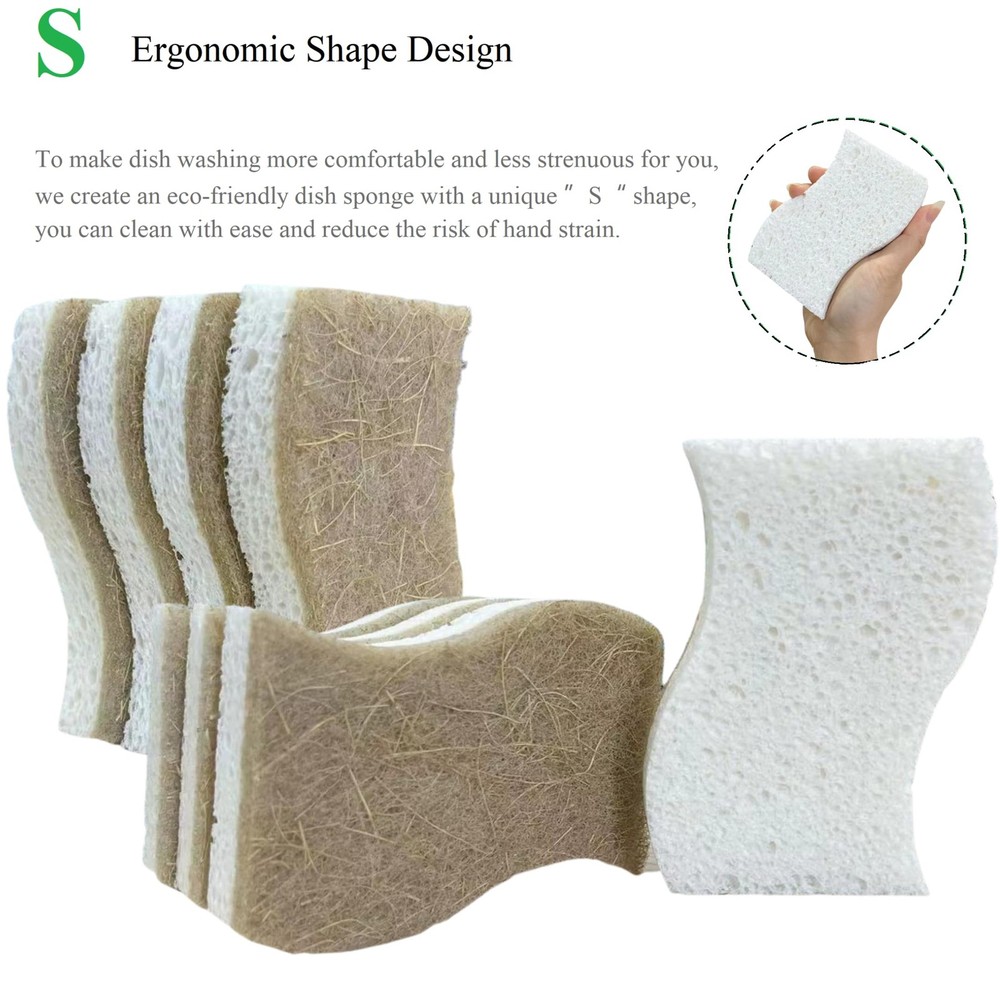Eco Friendly Biodegradable Kitchen Sponges 12 Pack – Natural Compostable Cell...