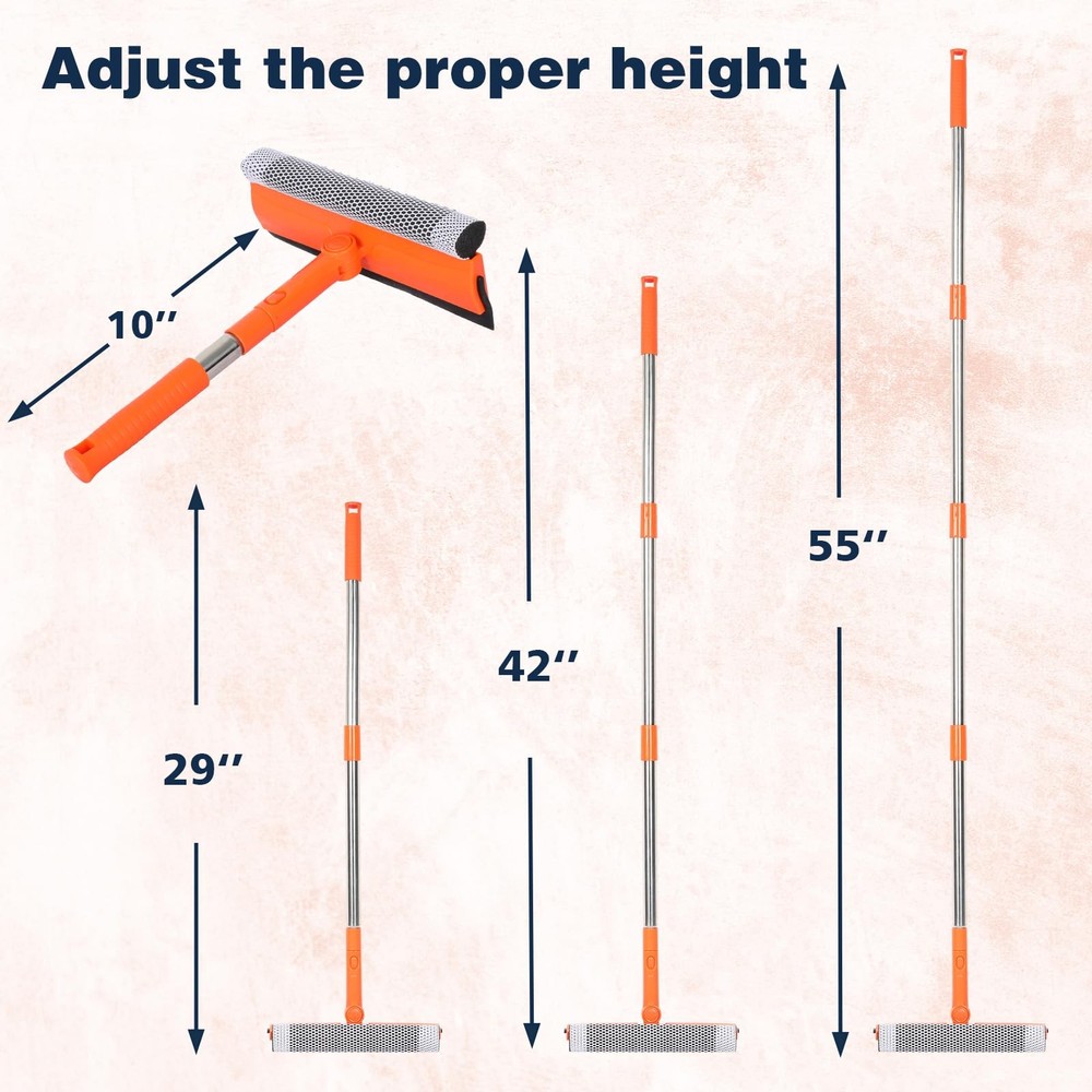 Professional Window Squeegee,2 in 1 Squeegee Sponge Style, Blue