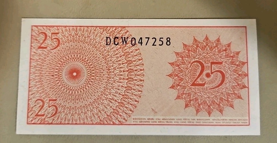 1964 Indonesia 25 Sen Note