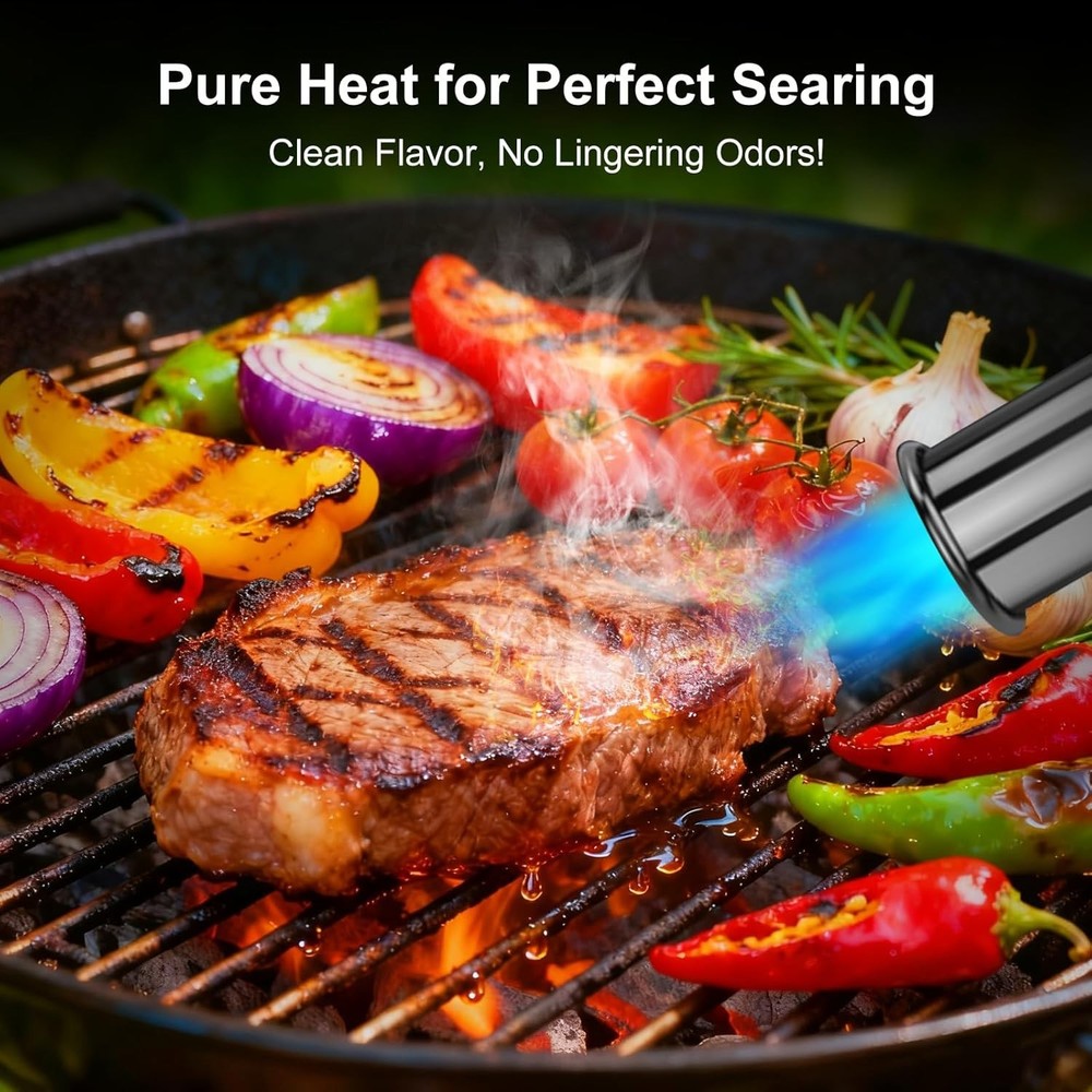 Powerful Adjustable Propane Torch for BBQ, Sous Vide & Welding - Safety Shield