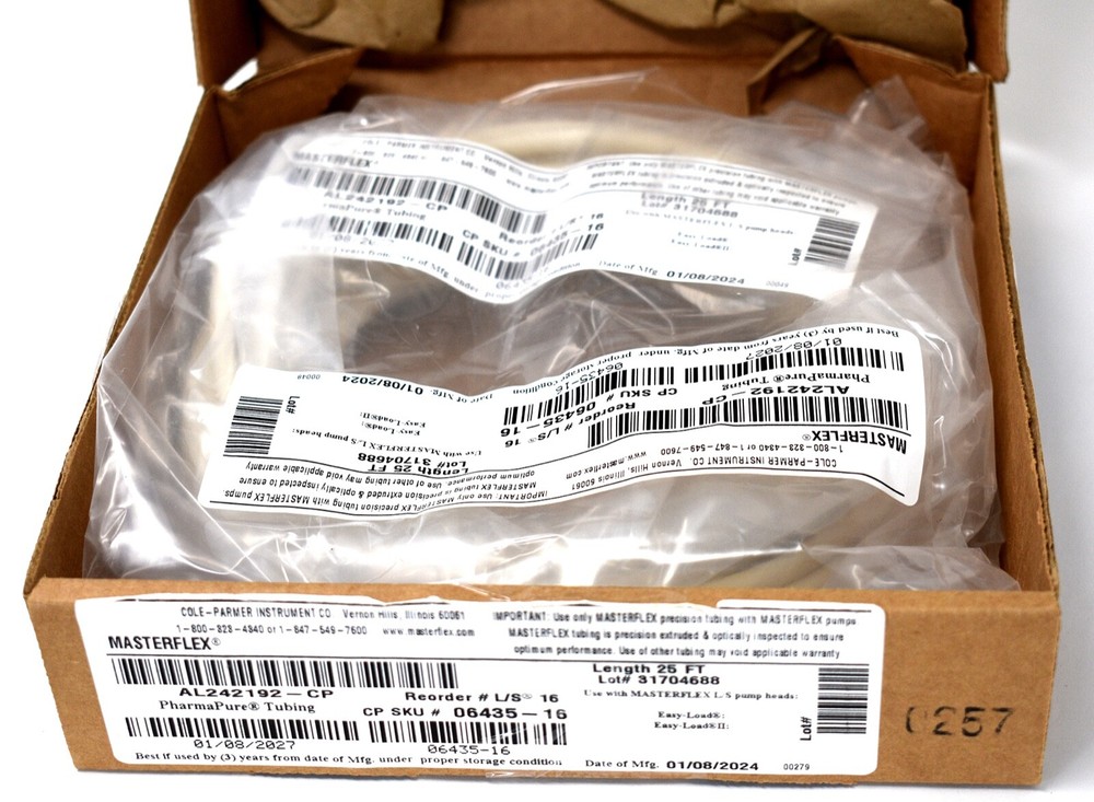 MasterFlex AL242192-CP Precision Pump Tube 25 Ft New