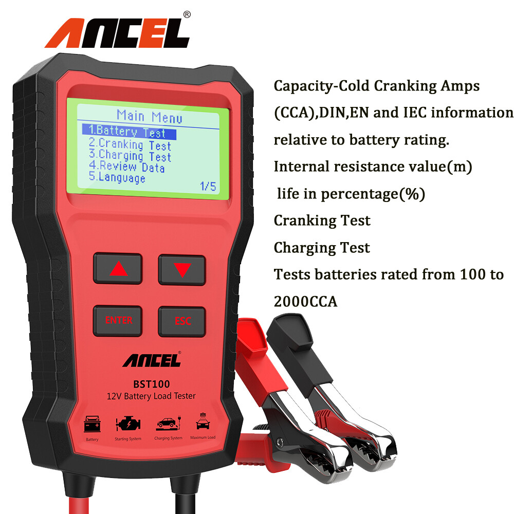 ANCEL BST100 100-2000CCA 12V Car Battery Load Tester Cranking Charging Analyzer