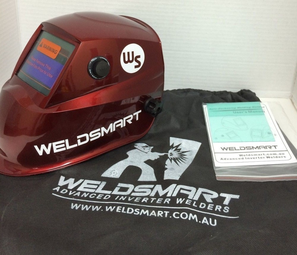 Weldsmart Auto-Darkening Welding Helmet (Red)