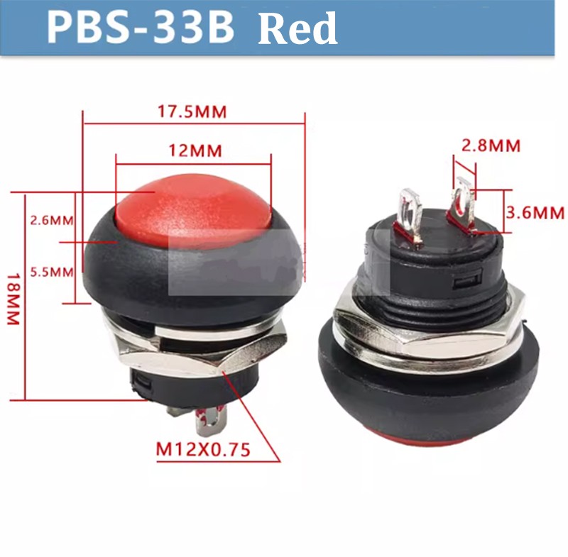 12mm Round Small Push Button Switch Waterproof Self Reset Panel Mounting