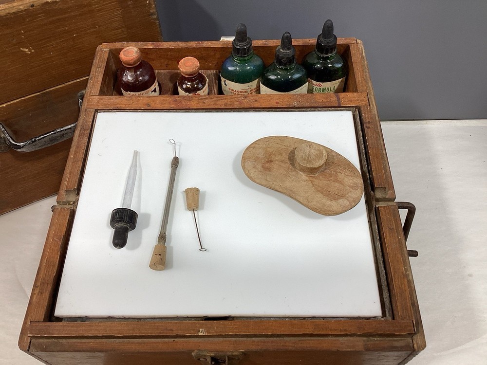 Vintage Poultry Disease Testing Kit In Apothecary Box, Pullorum Test