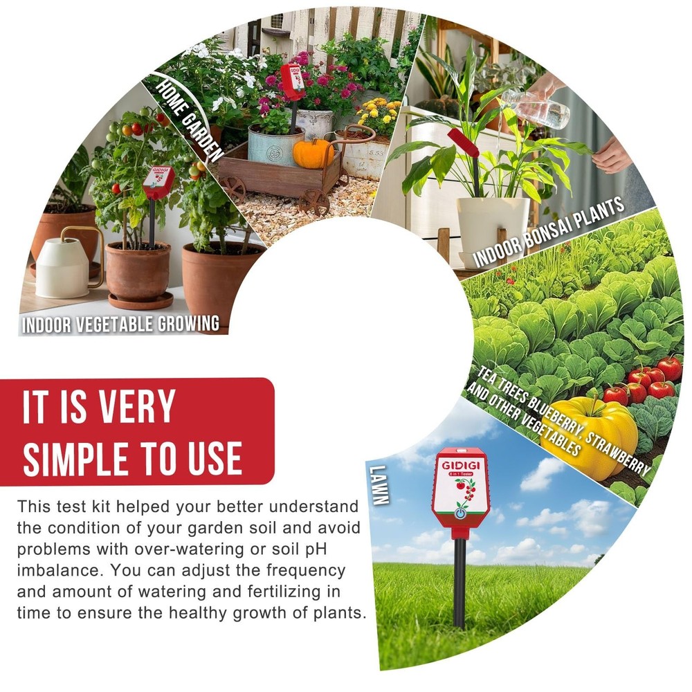 Soil pH Meter Smart Soil Moisture Meter with App Control Digital Soil Test Ki...