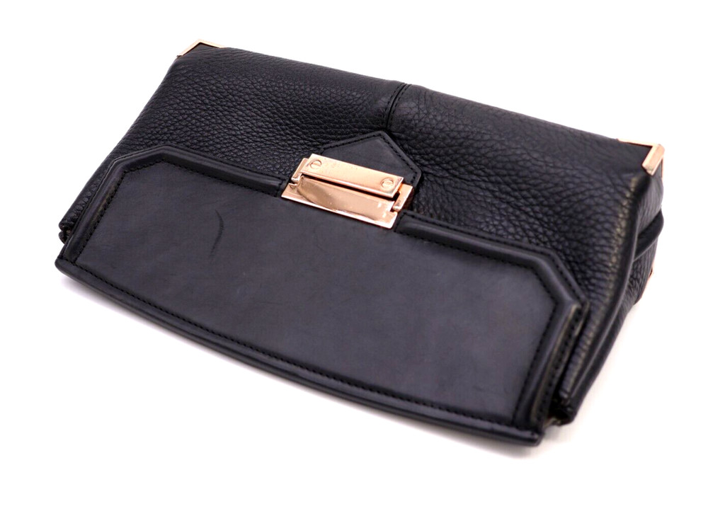 ALEXANDER WANG Clutch Bag Cowhide Leather Black Square Classic Authentic