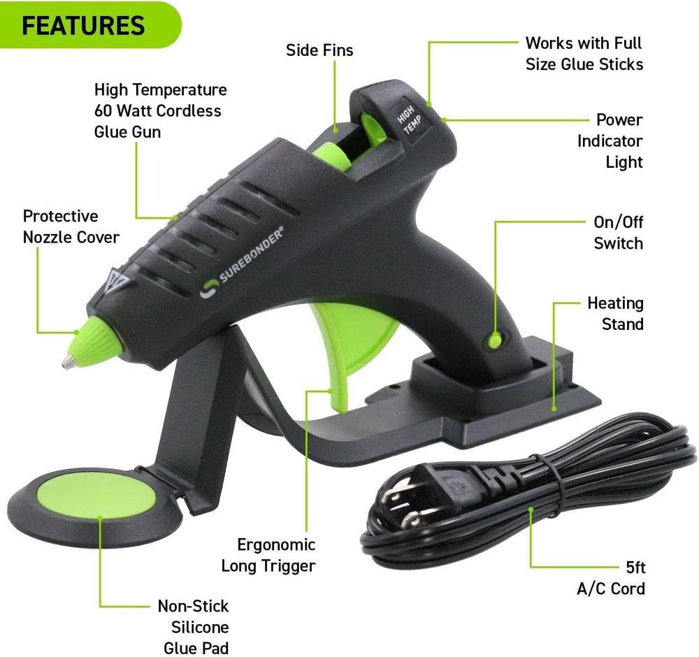 60W Cordless Hot Glue Gun - Versatile for Ceramics & Leather Projects