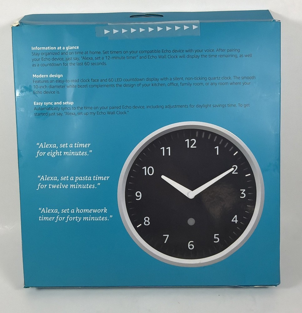 Amazon Echo Wall Clock Compatible w/Amazon Alexa Smart Device - New