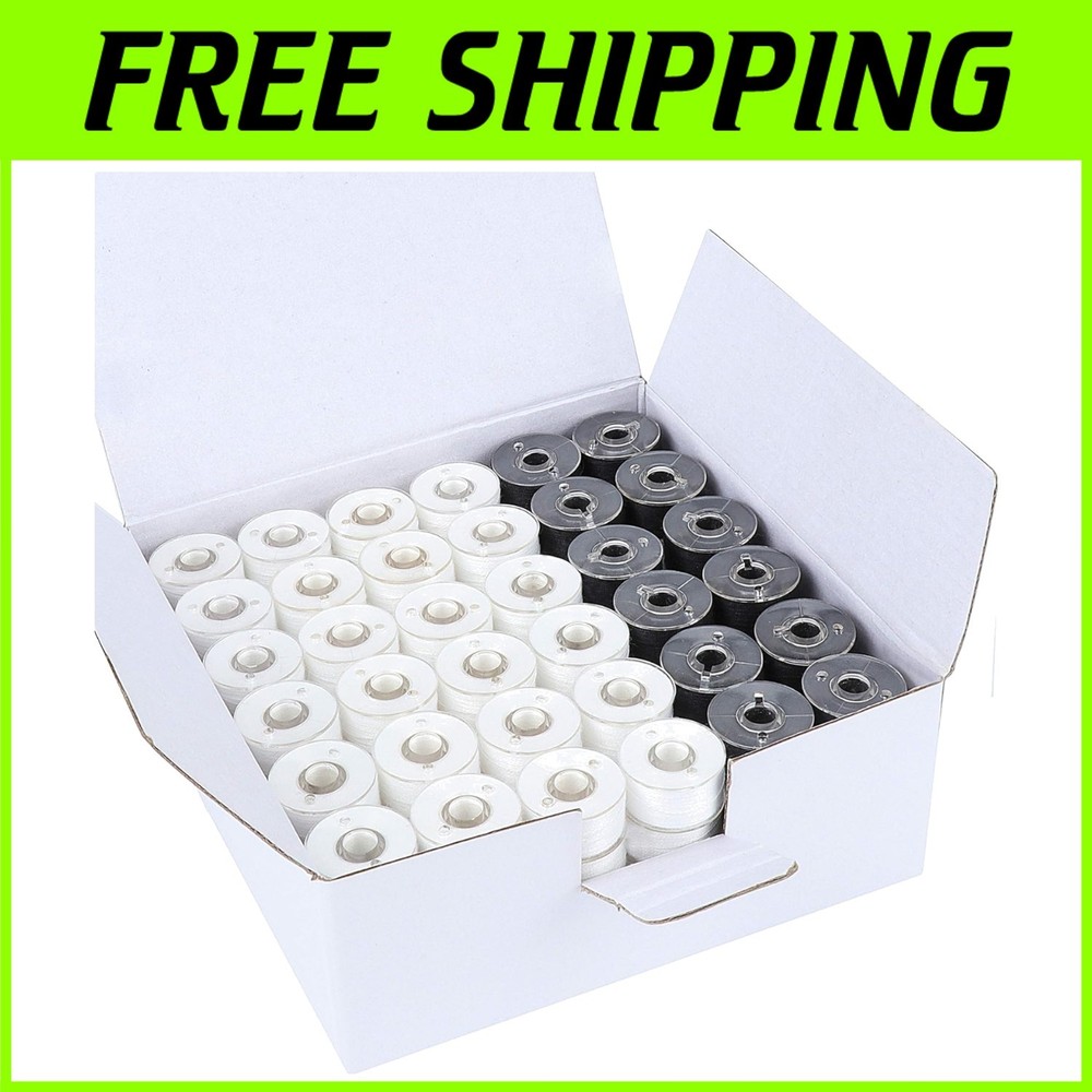 144pc 96White + 48Black Prewound Bobbin Thread Set