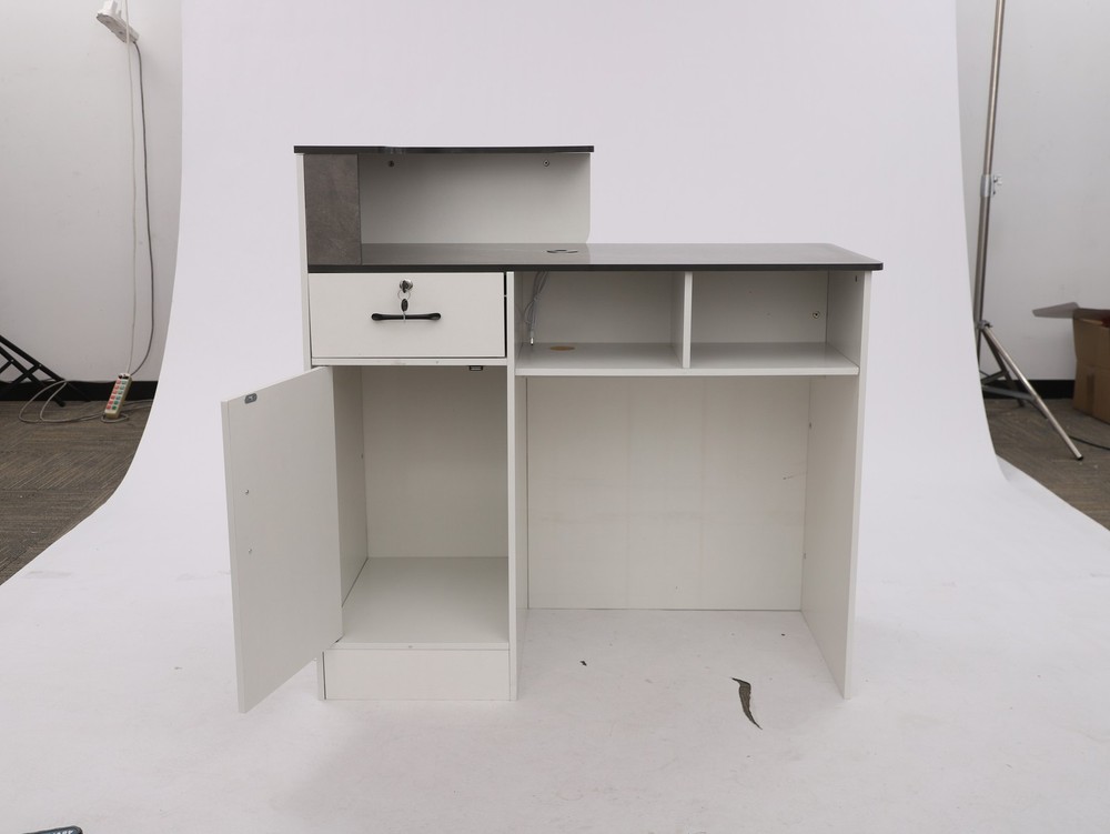Front Desk Reception Counter for Checkout, Reception Counter W/a Lockable Drawer