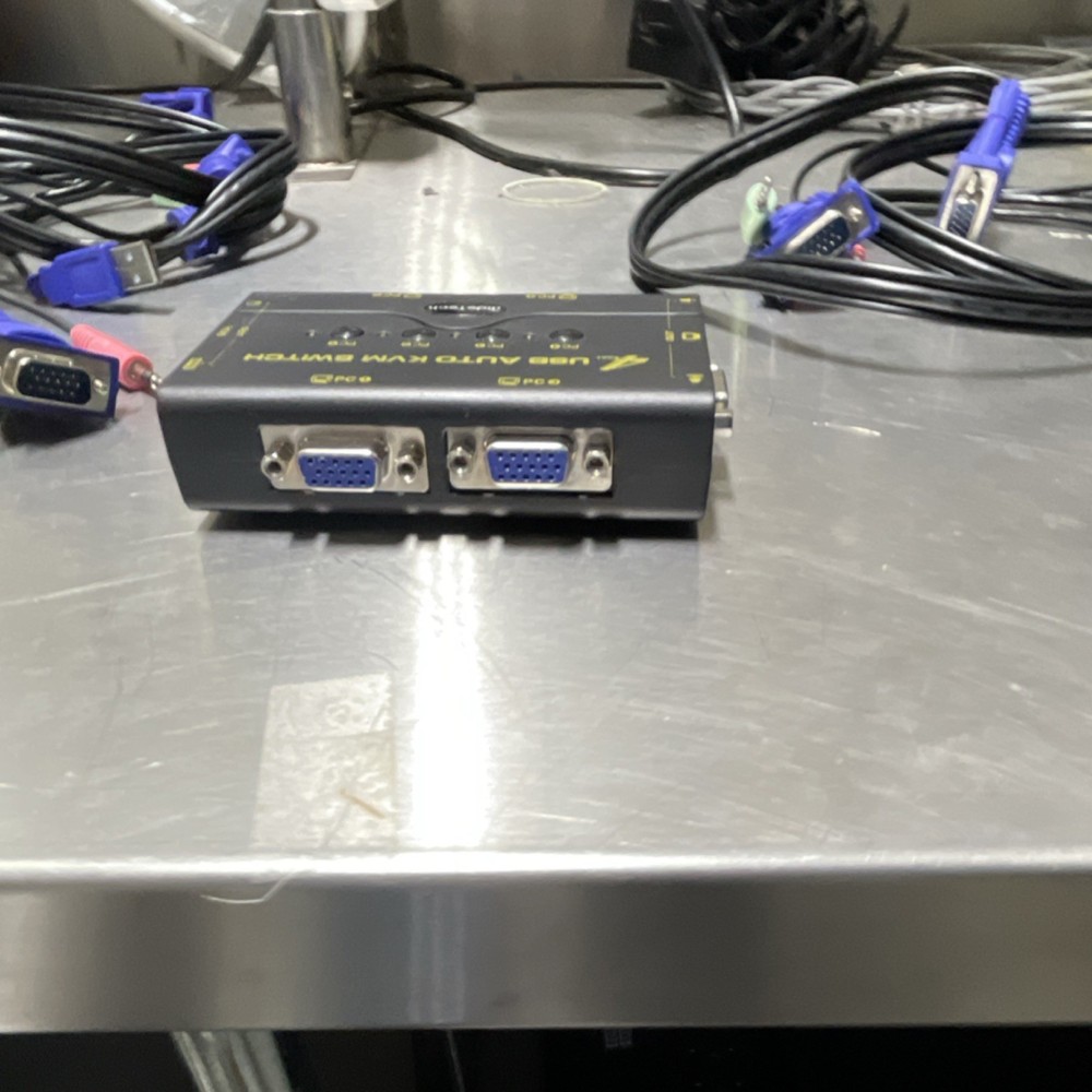 Jide Tech 4-Port USB VGA KVM Switch Box Auto Switch LED Display w/ Cables