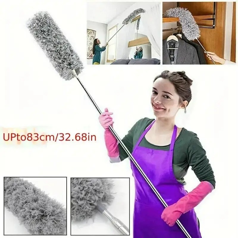 47in Extendable Microfiber Duster Bendable Stainless Steel Pole Washable KitPro
