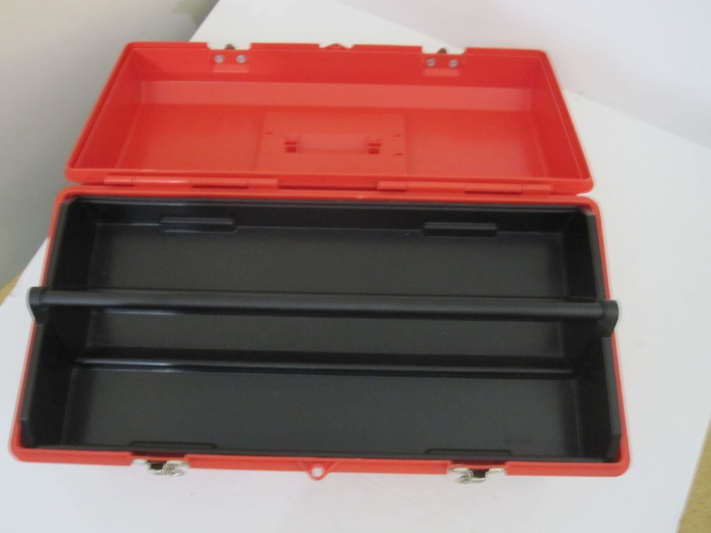 Akro Mils 19 inch Red Tool Box with Tray Double Latch EUC MINTY