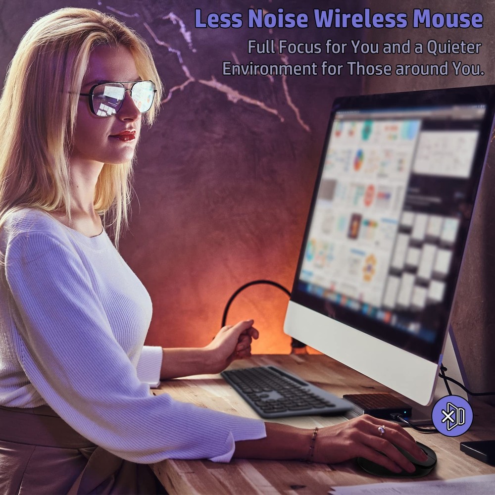 LeadsaiL Wireless Keyboard and Mouse Combo, Full-Sized Ergonomic Computer Key...
