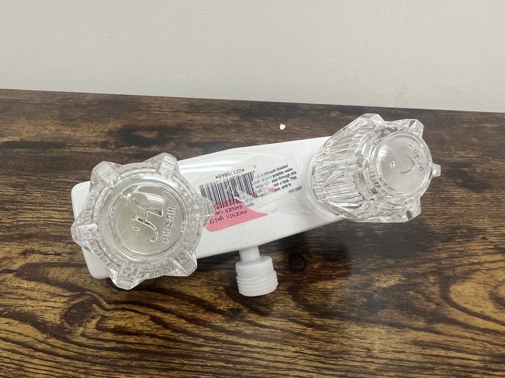 Phoenix Two Handle RV Shower Valve, White Finish