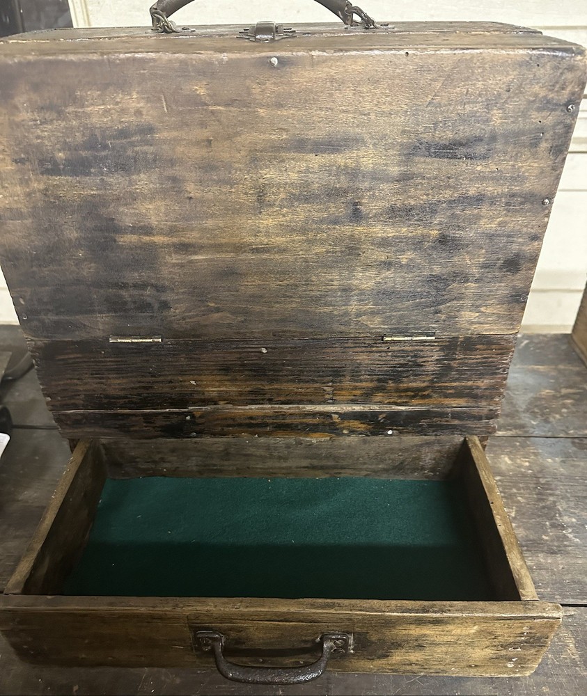 Vintage Machinist’s Tool Chest Drop Front Panel Masonry Tool Box Antique 1920’s