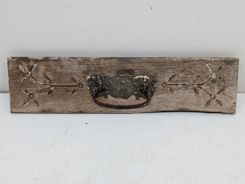 Architectural Salvage Wood Drawer Front Ornate Victorian Primitive Drawer Pull