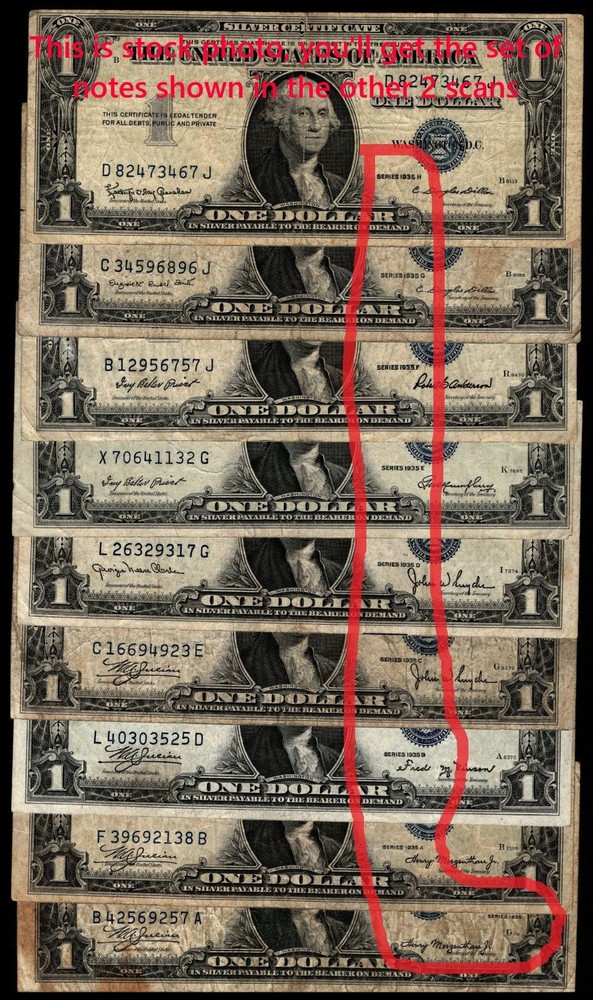 Complete Set 1935 $1 Silver Certificates A B C D E F G H & Plain NICE!!!