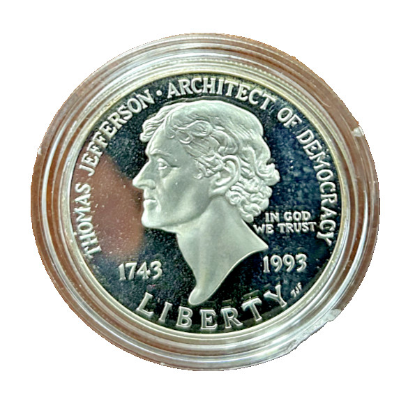 1993-S Jefferson Proof Silver Dollar US Mint Commemorative