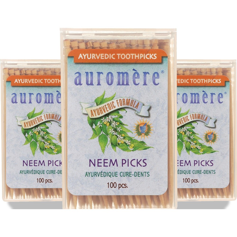 Auromere Ayurvedic Neem Toothpicks 100 Count Ct 3 Pack
