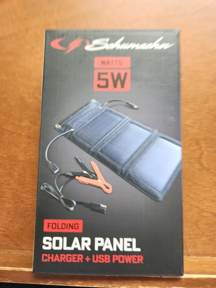 Schumacher 5 Watts Folding Solar Panel Charger + USB Power