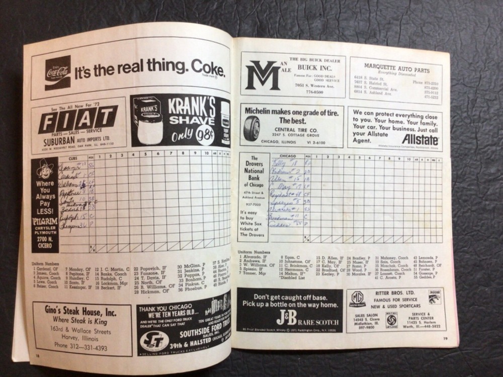 1972 ~ CHICAGO WHITE SOX ~ Program/Scorebook ~ not scored ~ VG+/EX!!!